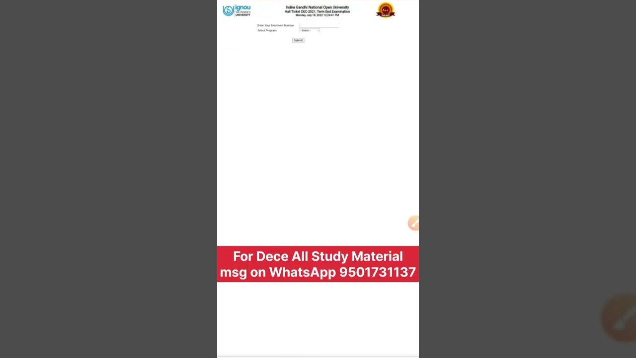 Ignou Hall Ticket  🎫 कैसे Download करे ||Ignou Hall Ticket  July 2022 Update