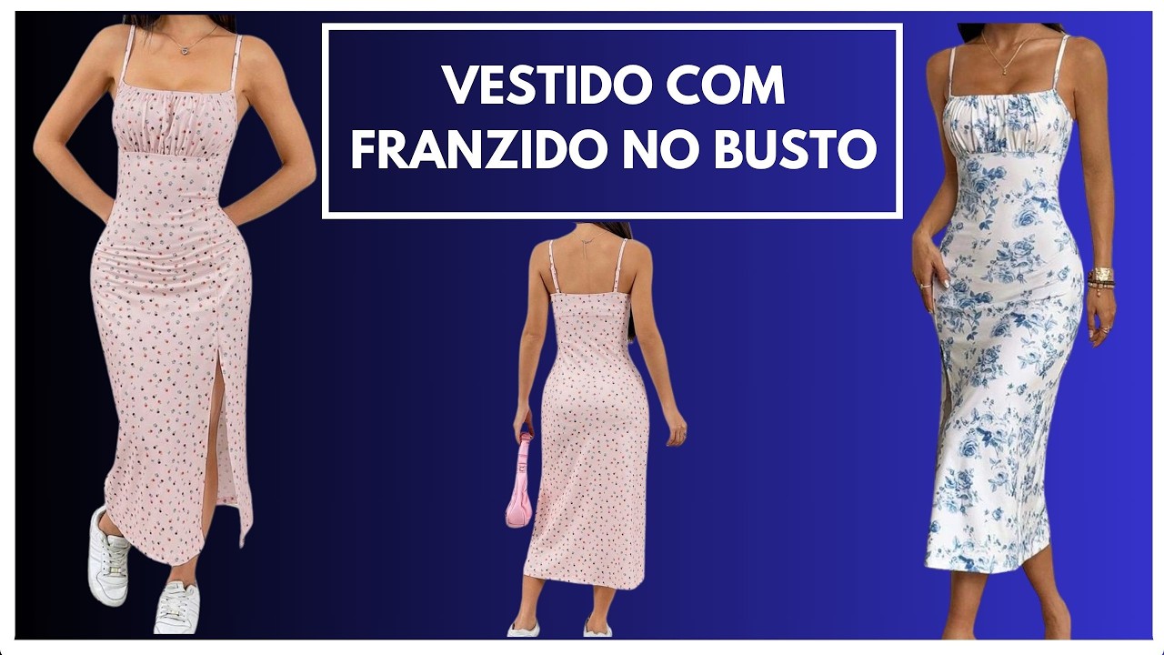 Vestido com franzido no busto - modelagem e costura