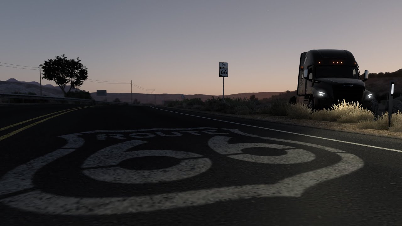 Route 66 roadside ambient sleeping in a truck