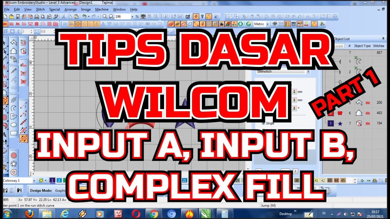 TUTORIAL WILCOM EMBROIDERY | INPUT A INPUT B COMPLEX FILL WILCOM TUTORIAL