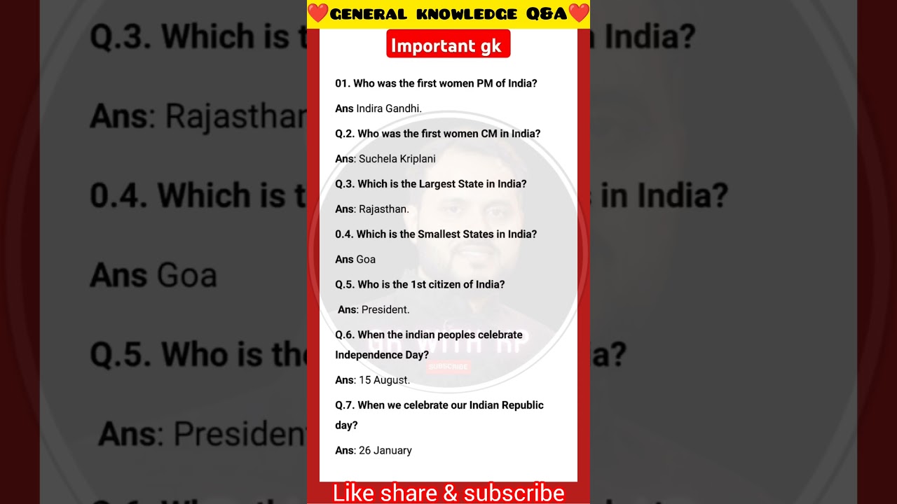 Most Frequently Asked Simple GK Quiz General Knowledge GK Questions Answers#knowledge #gk