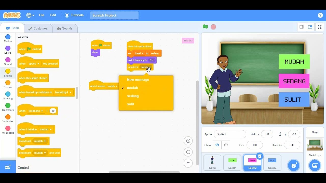 [PART 1] - Scratch - Membuat Kuis dengan Level Kesulitan yang Berbeda-Beda