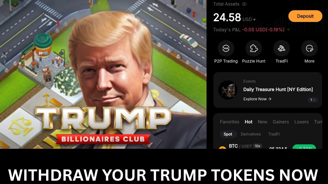 Как вывести токены Трампа из Open Loot на любой кошелек биржи по вашему выбору.