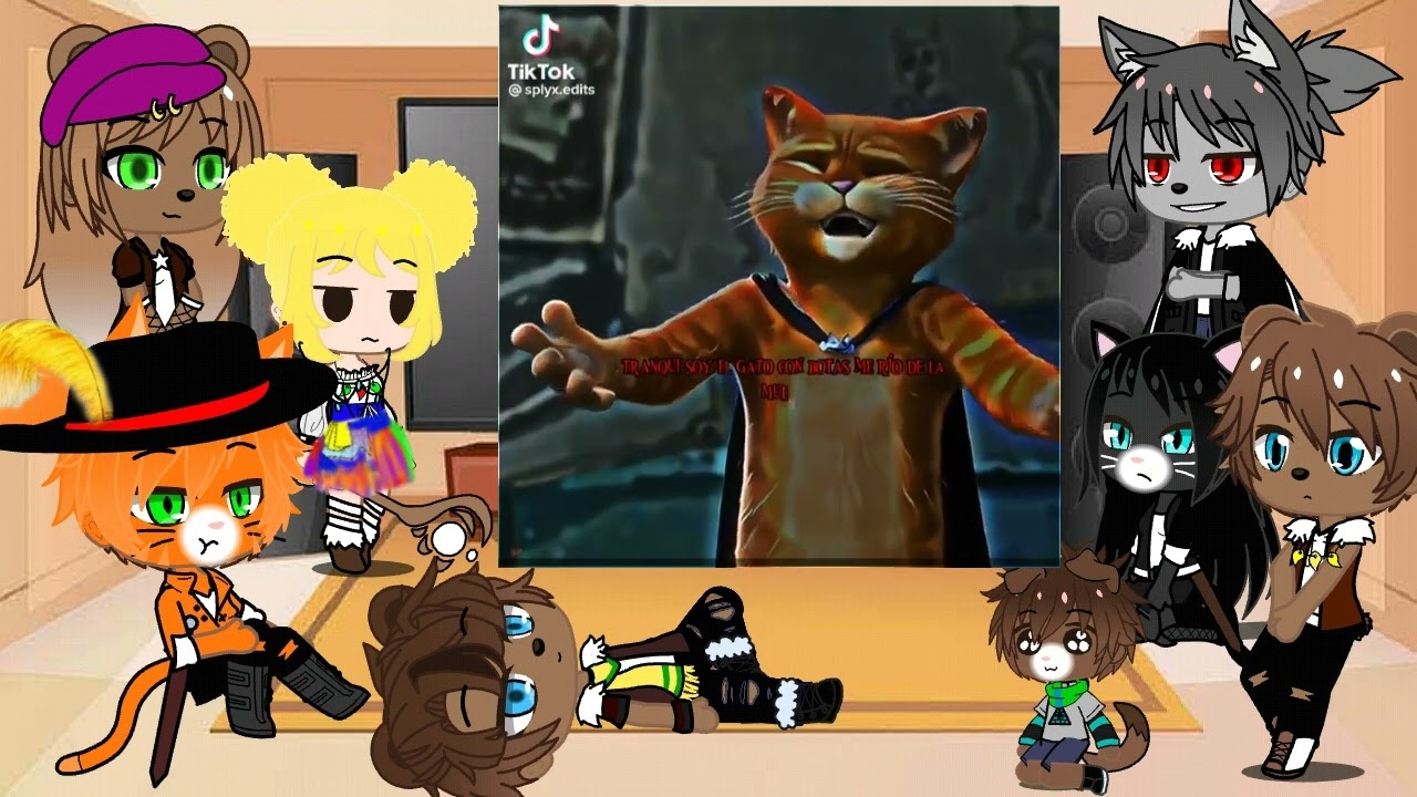 el gato com botas 2 reaccionando a sus tik tok =3