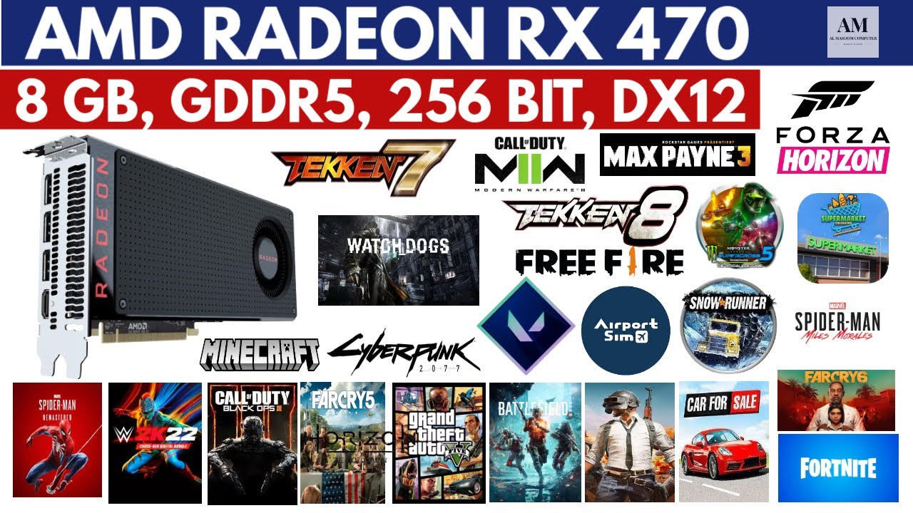 AMD Radeon RX 470 8GB, GDDR5, 256 Bit, Dx12 , GAME PLAY, Benchmark  [ Al Masoom Trader ] .