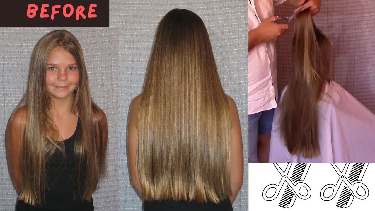 Young girl very long golden blond hair cut short #haircutforlonghair #ladieshaircut #haircut #hair