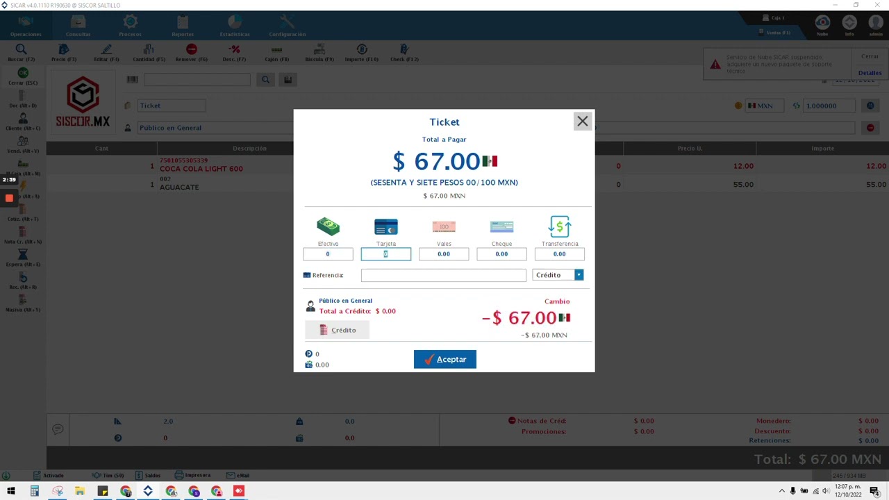 Parte 5.- Generar ventas, descuentos , salidas o entradas de dinero en SICAR.