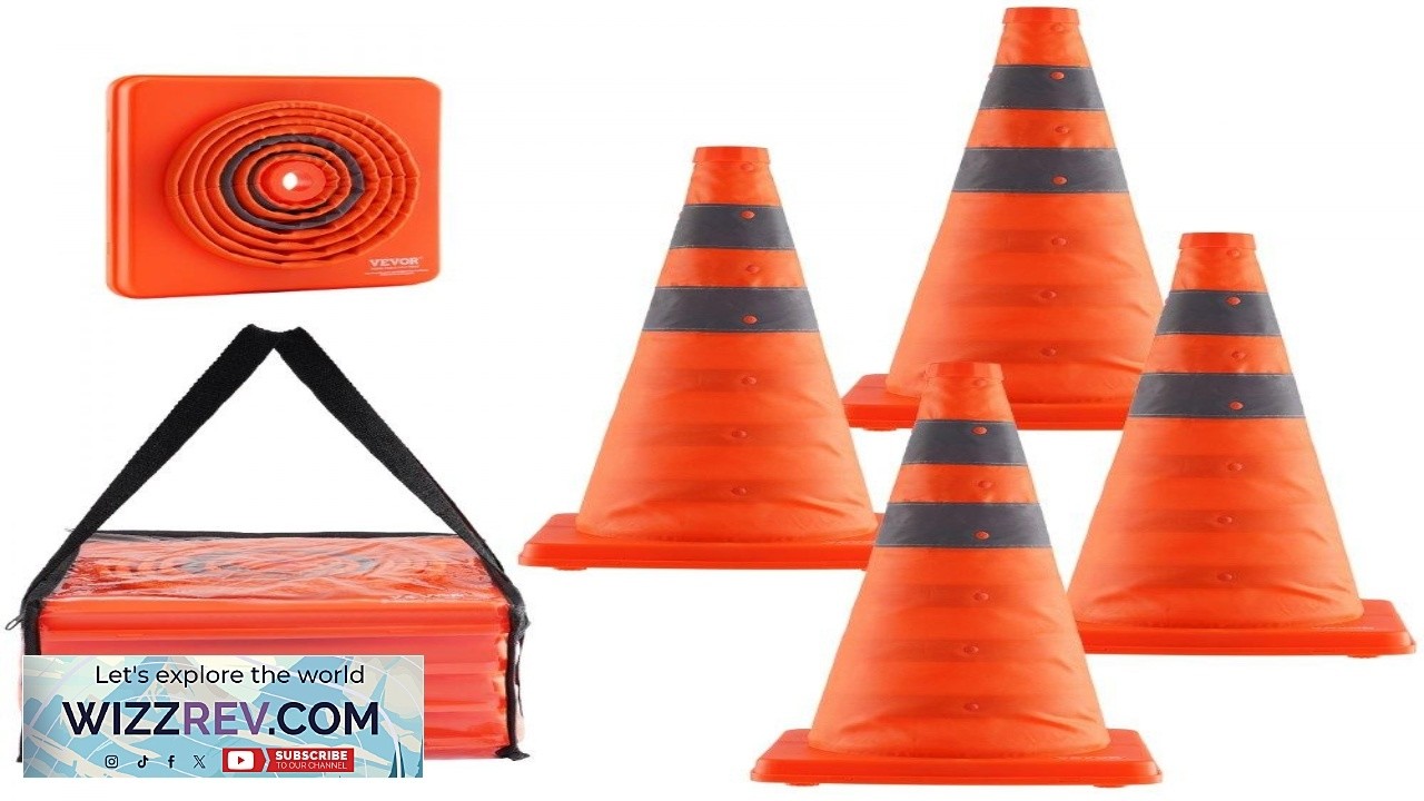 VEVOR Safety Cones 4 Pack 18 inch Collapsible Traffic Cones Construction Cones
