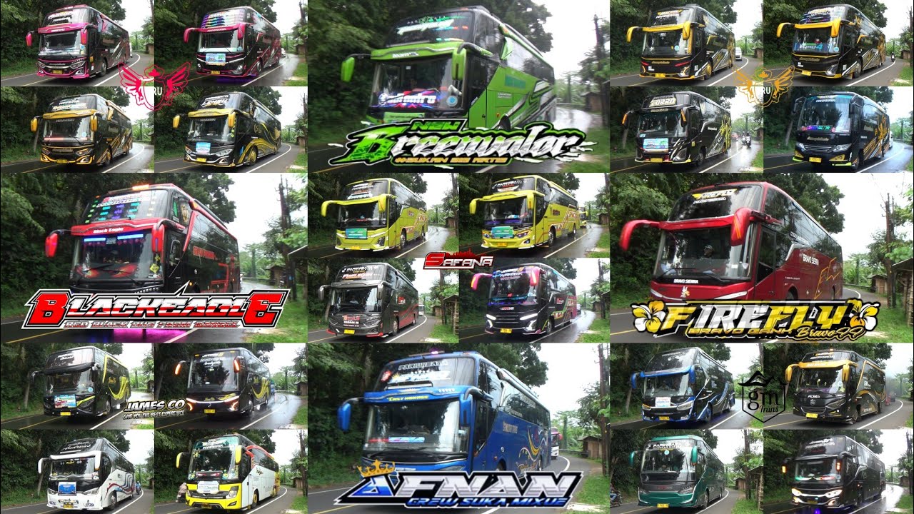 Mobil Bus Telolet Green Valor, Black Eagle, Firefly, Afnan, Andromeda, Andreas, Cabriolet, Captain