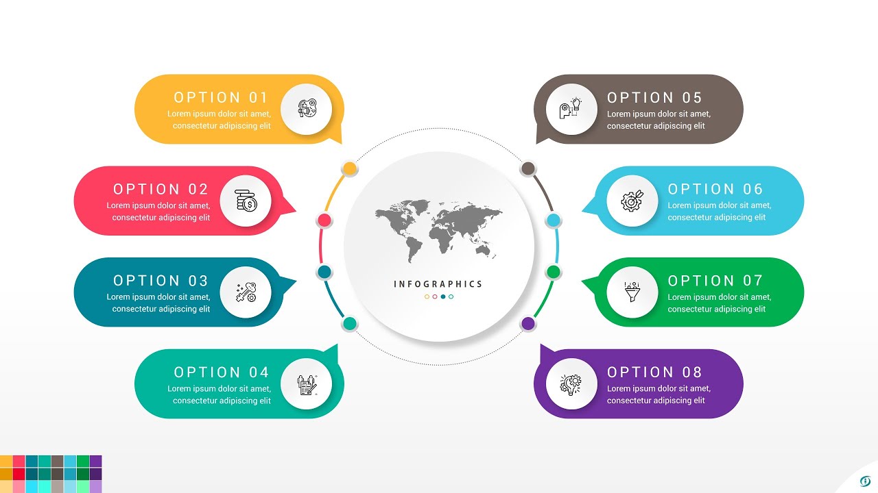 PowerPoint Infographics Tutorial | How to Design 8 Steps Infographic in Microsoft Office PowerPoint