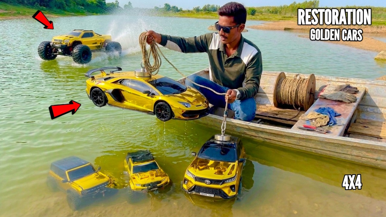 RC Hydroplaning Gold Xmaxx Vs RC Fastest Boat Challenge &ndash; Chatpat toy tv
