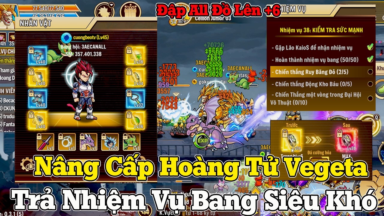 Vũ Trụ Đại Chiến - Nâng Cấp Hoàng Tử Vegeta...Trả Nhiệm Vụ Bang Hội Siêu Khó