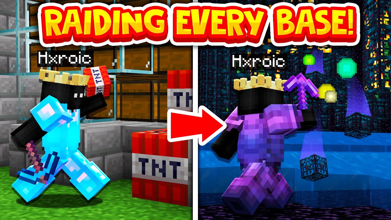 RAIDING *EVERY* BASE I FIND ON MINECRAFT FACTIONS... (4+ RAIDS!)