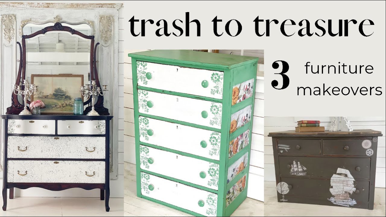 Three Trash to Treasure Furniture Makeovers  Waste Not Wednesday Projects