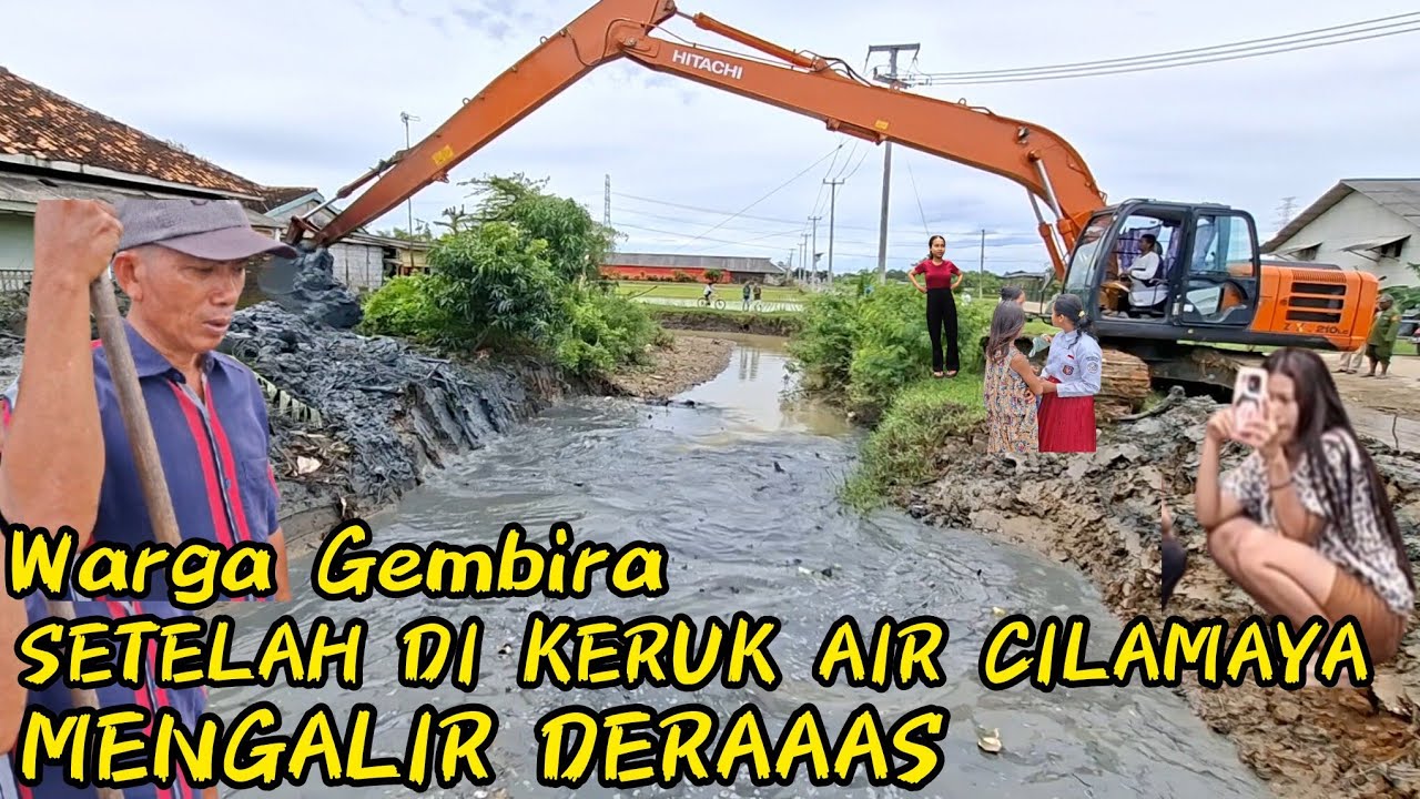 Setelah Di keruk Kali cilamaya mengalir Deraaas warga gembira #kdm