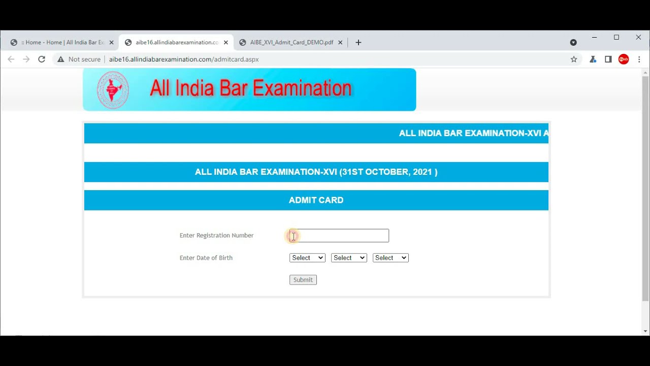 AIBE XVI Admit Card | How to download Admit Card ? | Instructions | Bar Acts Allowed in Examination