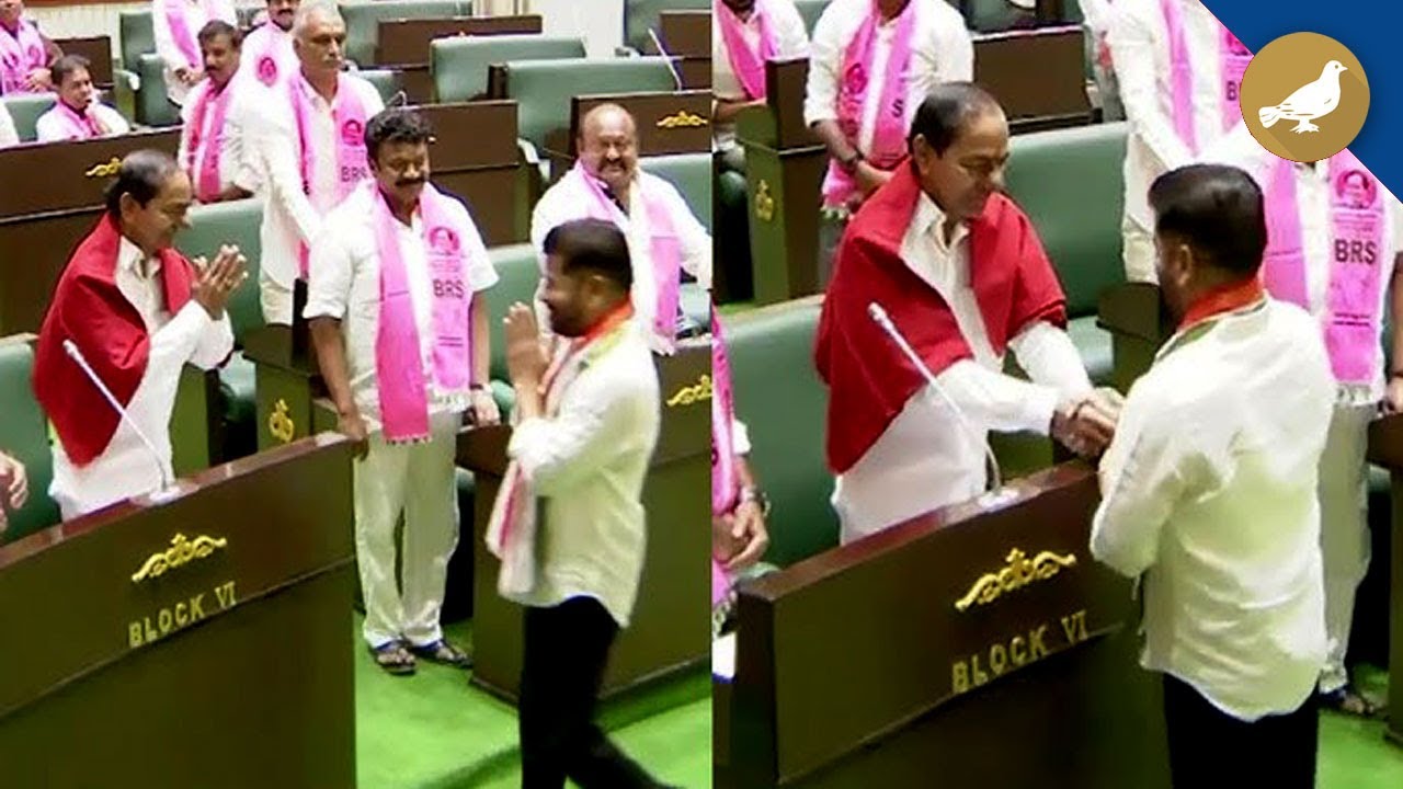 CM Revanth Reddy interacts with KCR in Assembly | Telangana | Winter Session