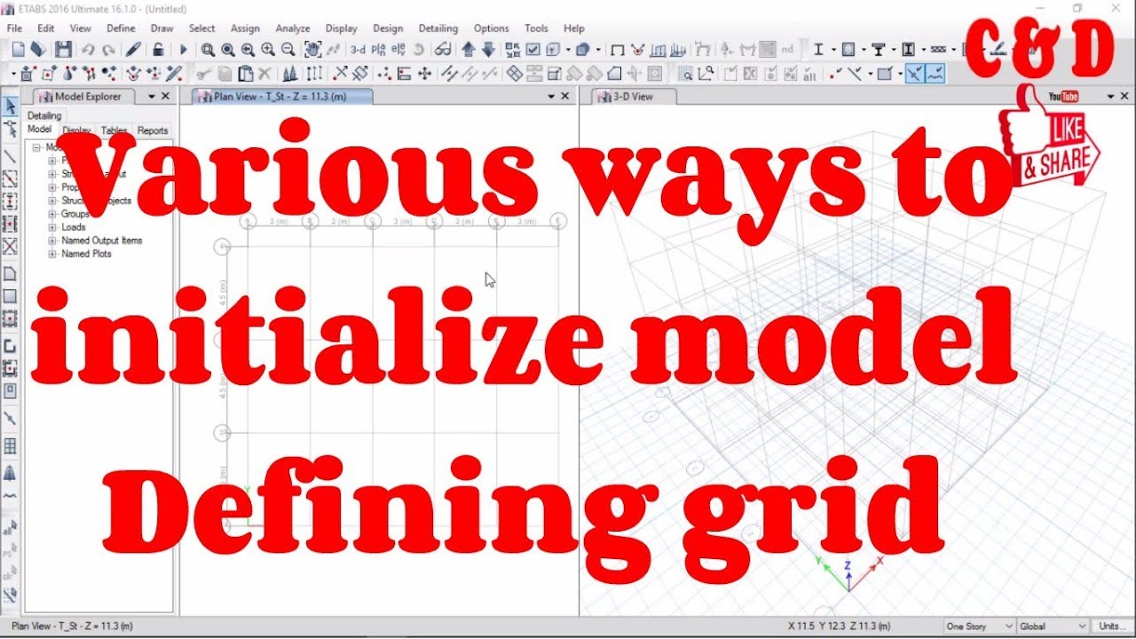 Etabs 2016 tutorial series part 1 Creating new file defining grid and story data