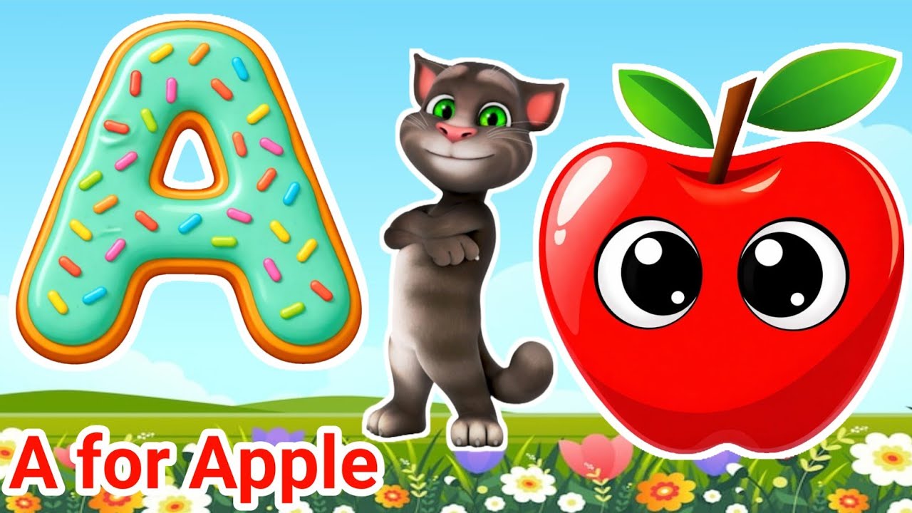 Phonics songs with two words in 3D- A For Apple- ABC Alphabet songs with sounds for children's