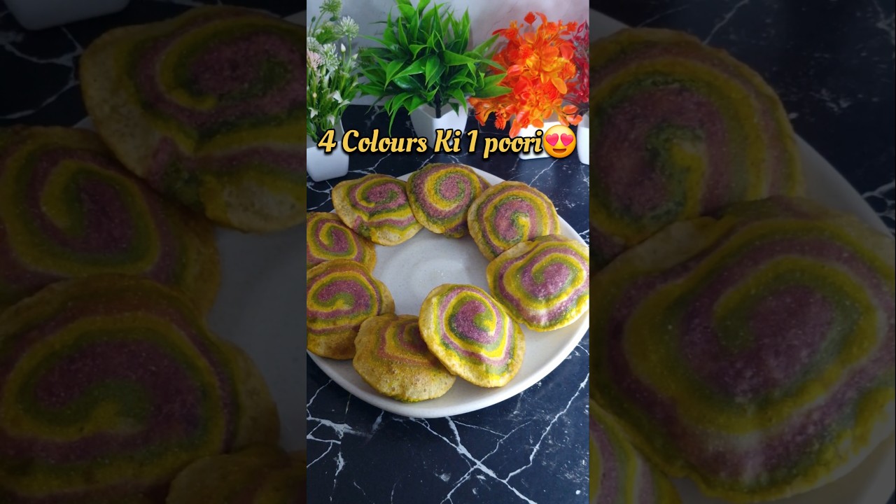Kya apne ye 4 colours ki poori banayi hai?? #shorts #ytshorts #foodshorts #recipe #poori #trending