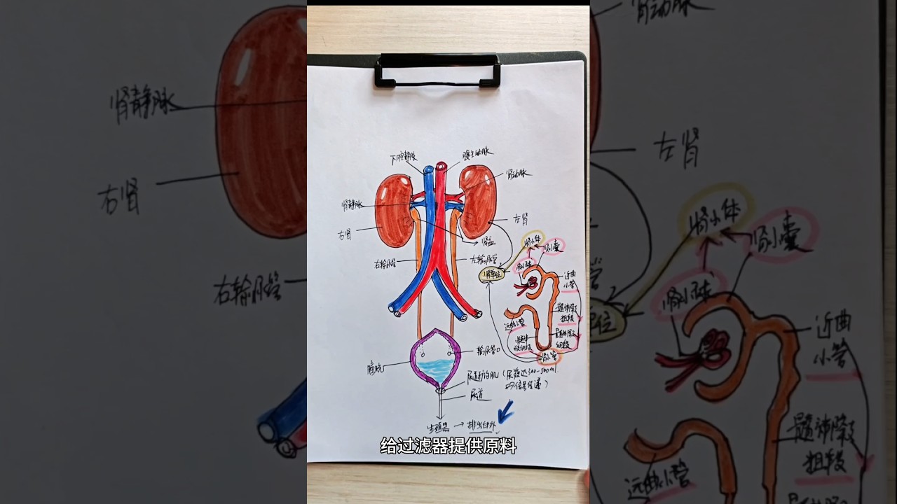 画出来的泌尿系统：从结构到功能，新手也能秒懂 #医学科普 #中國醫 #anatomy