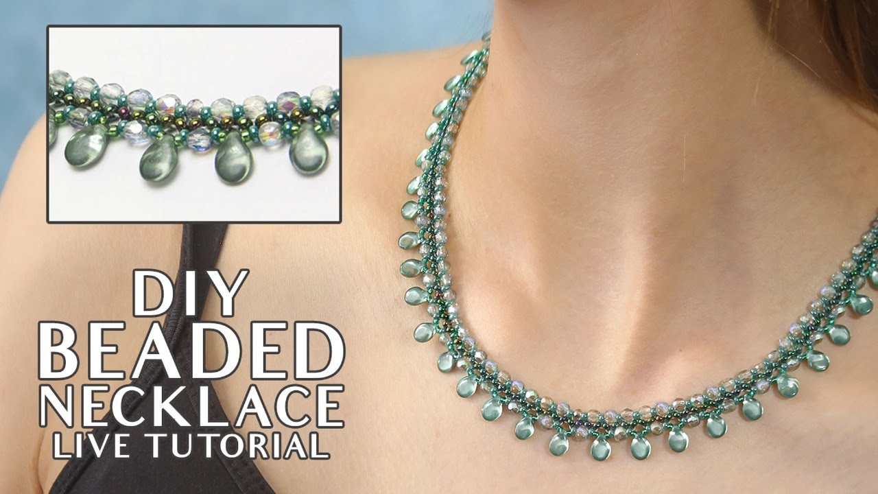 Easy to make beaded necklace with seed beads and pips for beginners