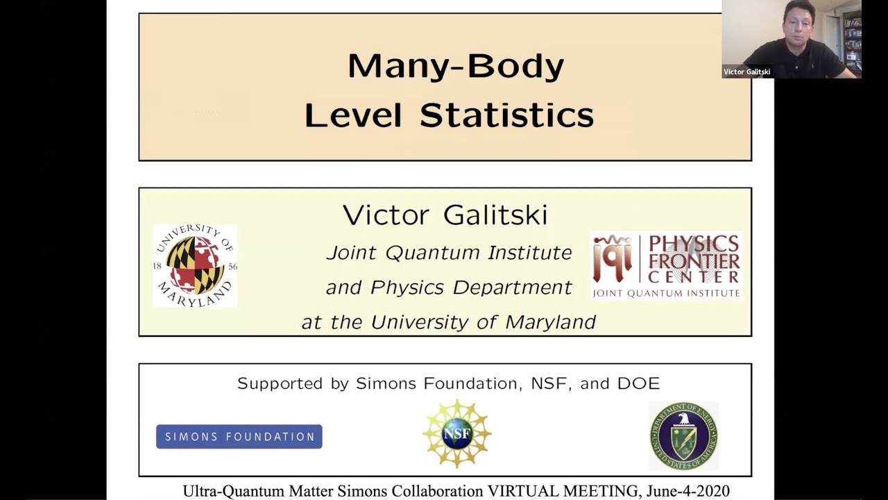Victor Galitski: Many-Body Level Statistics