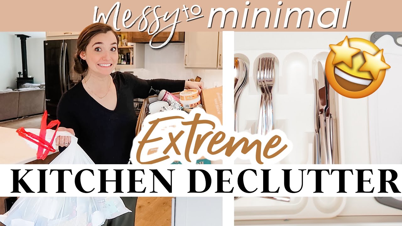 MASSIVE Kitchen Declutter! Brutally Honest Purge + Organization | Messy To Minimal Mom | SATISFYING