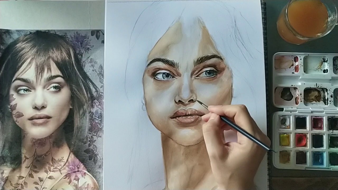 WATERCOLOR PORTRAIT STEP BY STEP (SULUBOYA PORTRE /ADIM ADIM)