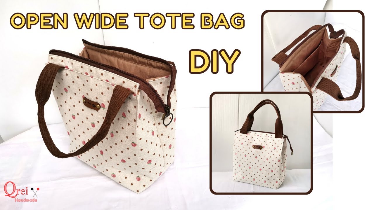 DIY Open Wide Tote Bag / Cara Membuat Tote Bag Model Terbuka