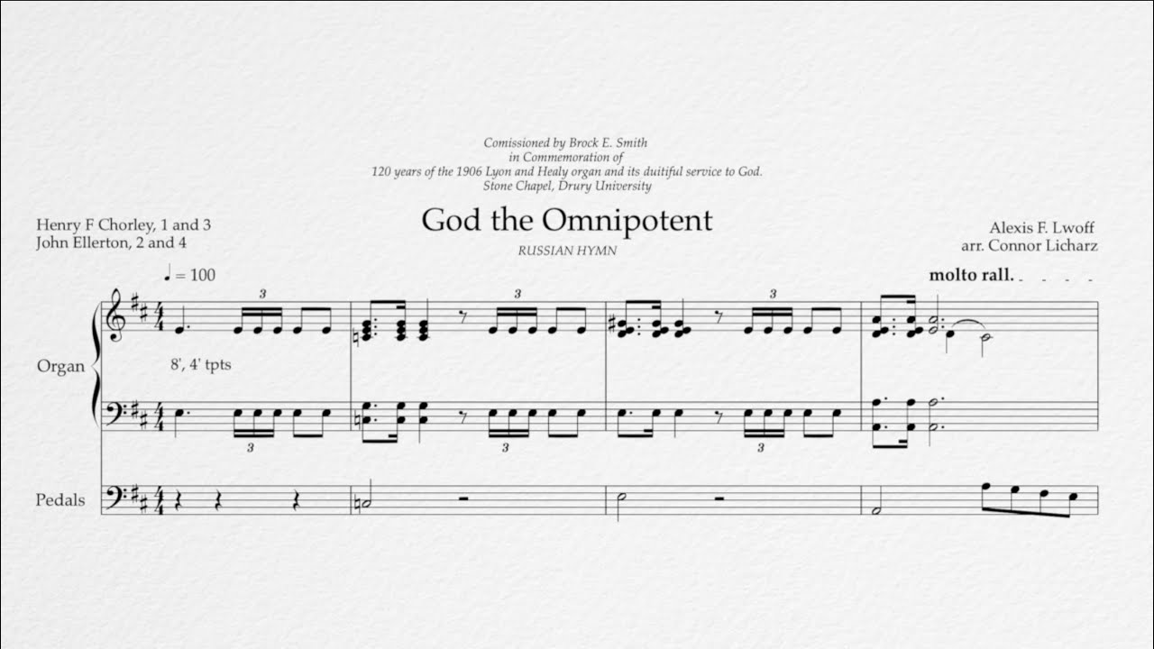 Hymn Tune RUSSIAN HYMN (God the Omnipotent)