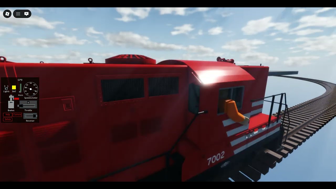 Roblox EFA 2008 - dirigindo a locomotiva GP9 da FEPASA com 1 vagão Boxcar rodando em são carlos