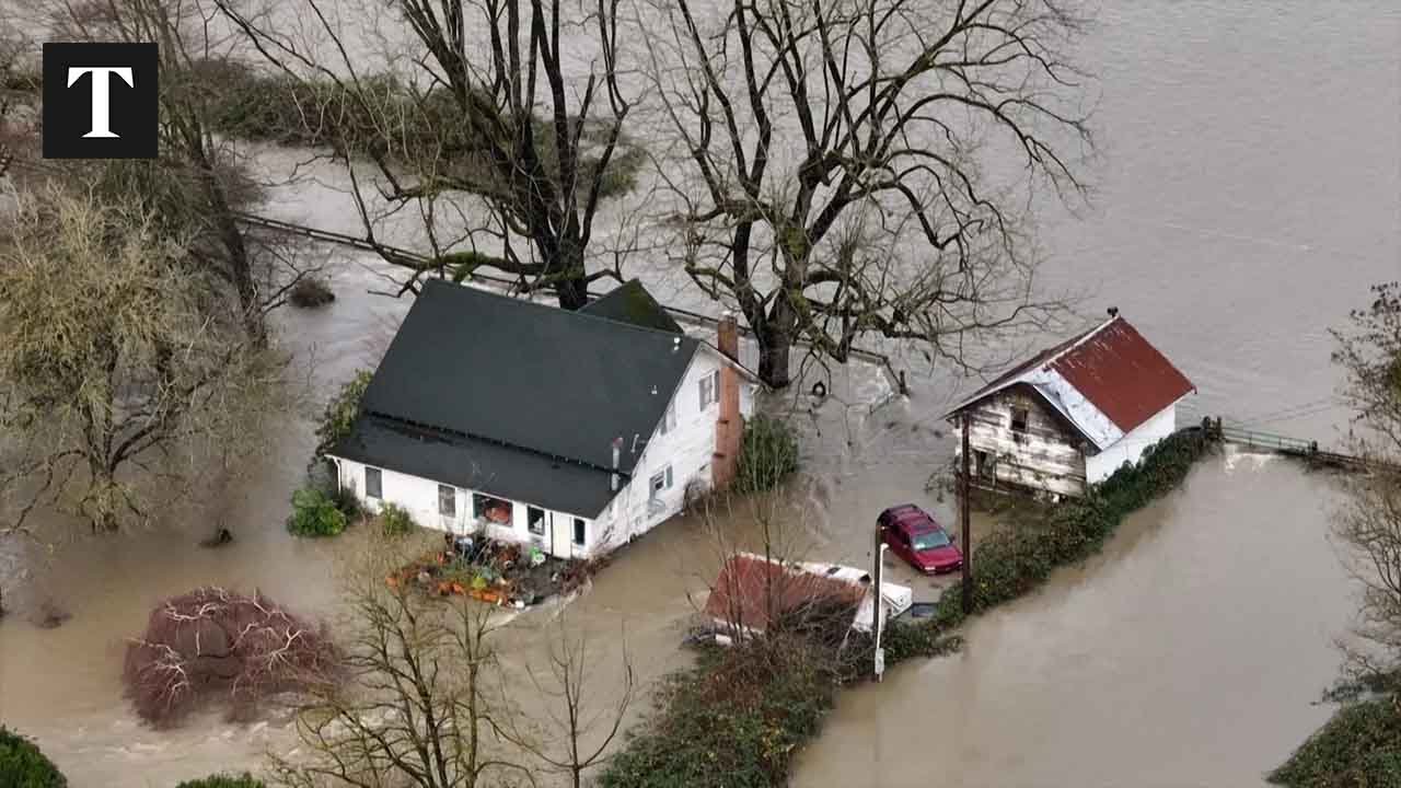 Drone Video Shows US Northwest Flooding Damage