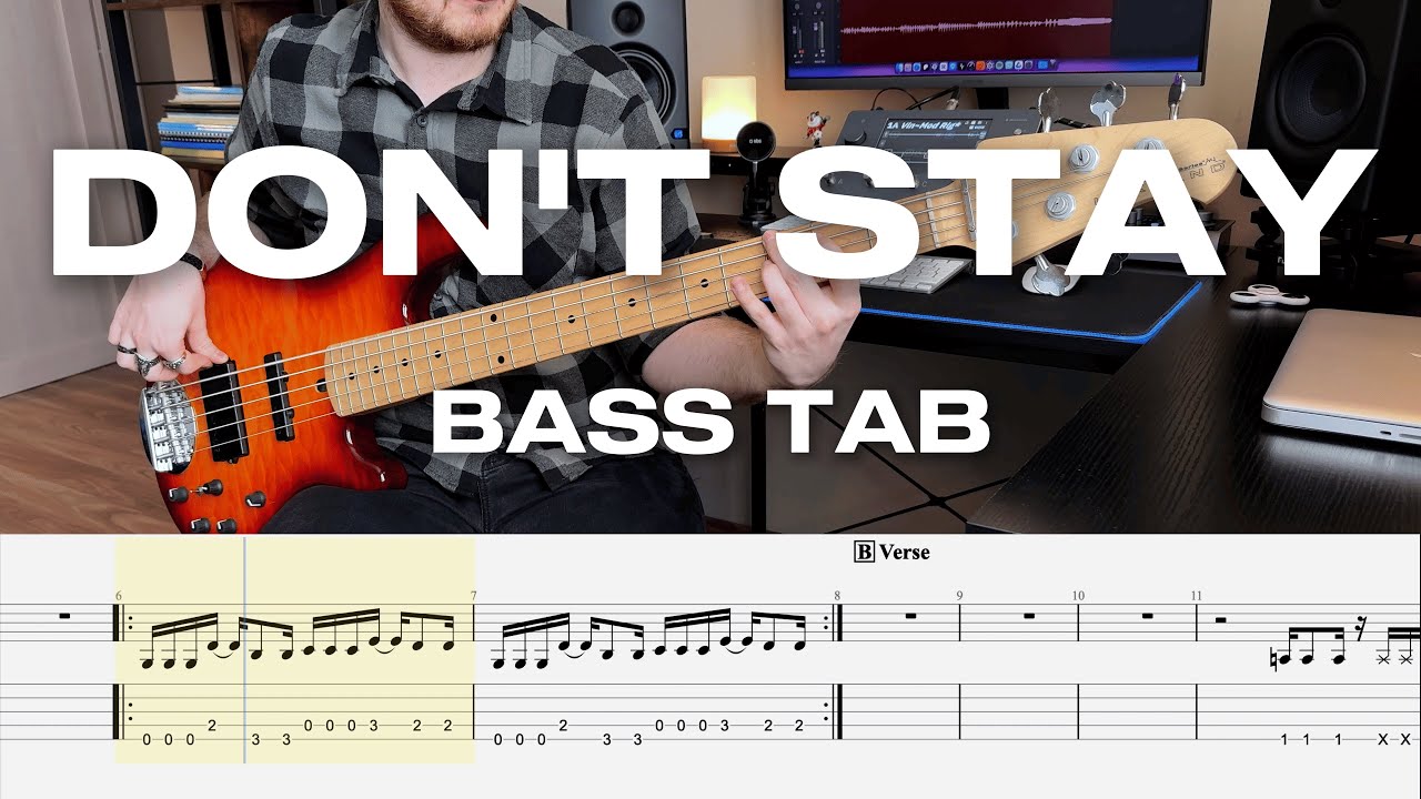 Linkin Park - Don't Stay // Bass Cover // Play Along Tabs and Notation