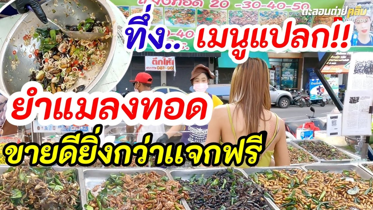 ทึ่ง!! เมนูแปลก ยำแมลง ลาบแมลง วันละ70โล!!ขายดียิ่งกว่าแจกฟรี เด็ดจริง..ยำใส่เครื่องสมุนไพร