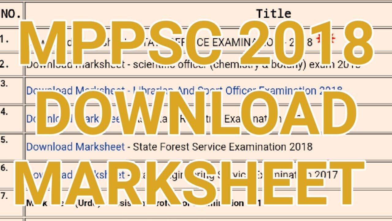 MPPSC 2018 DOWNLOAD MARKSHEET