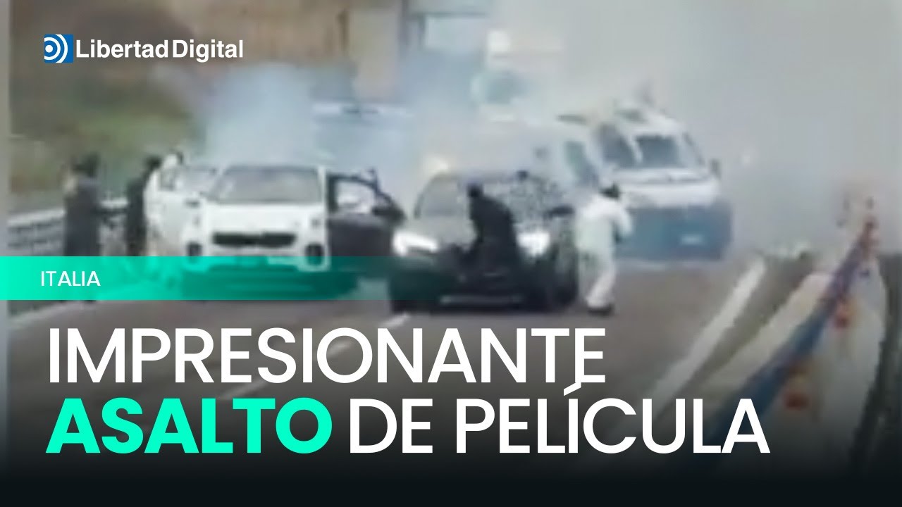 Espectacular asalto: Explosiones y tiroteos a un furgón blindado en Italia