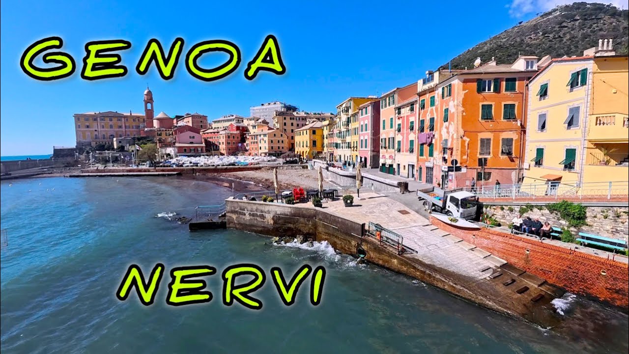 GENOA NERVI, ITALY, Walking along the Seafront, in the Parks and in the City Centre ,video 4K,2025