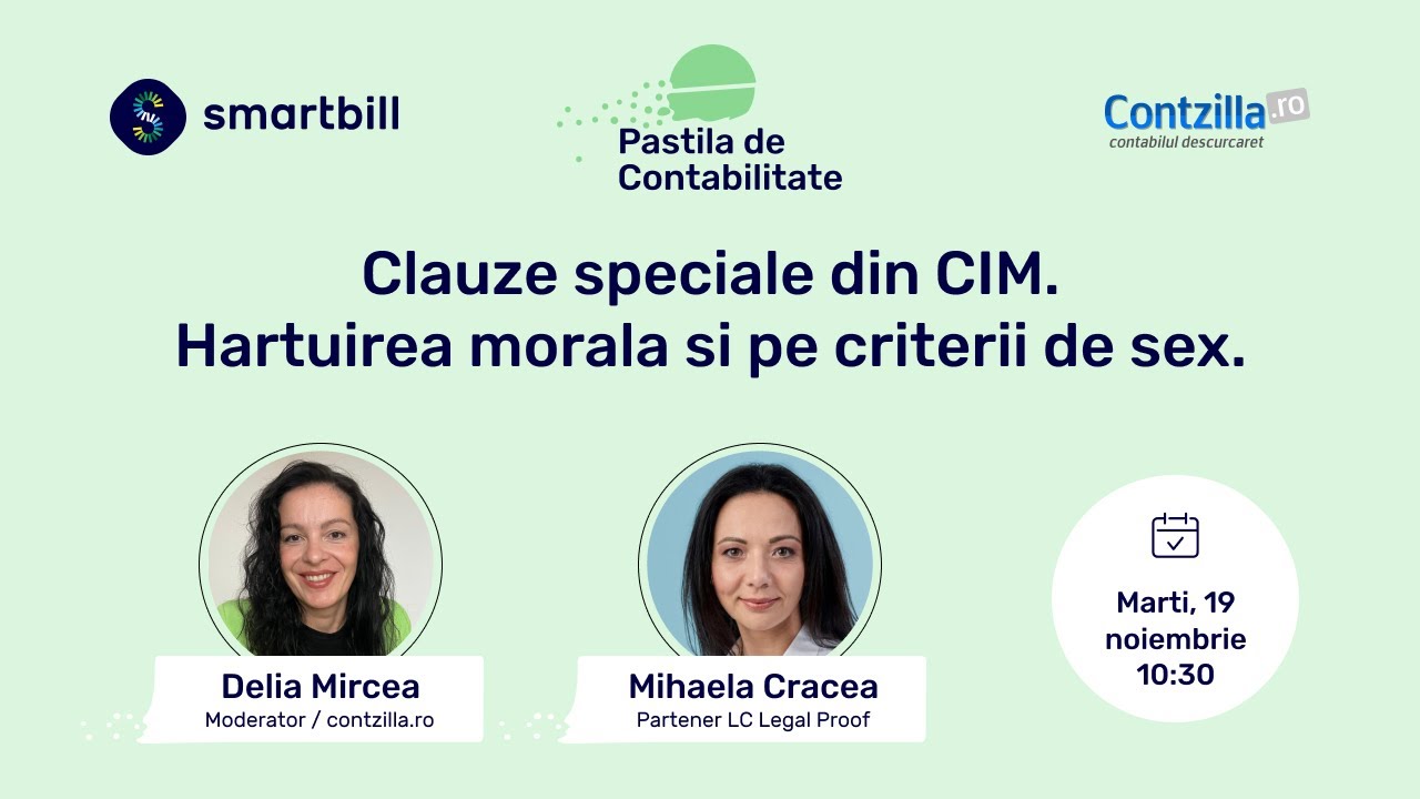 #PastilaDeContabilitate [S09/E07] Clauze speciale din CIM. Hartuirea morala si pe criterii de sex