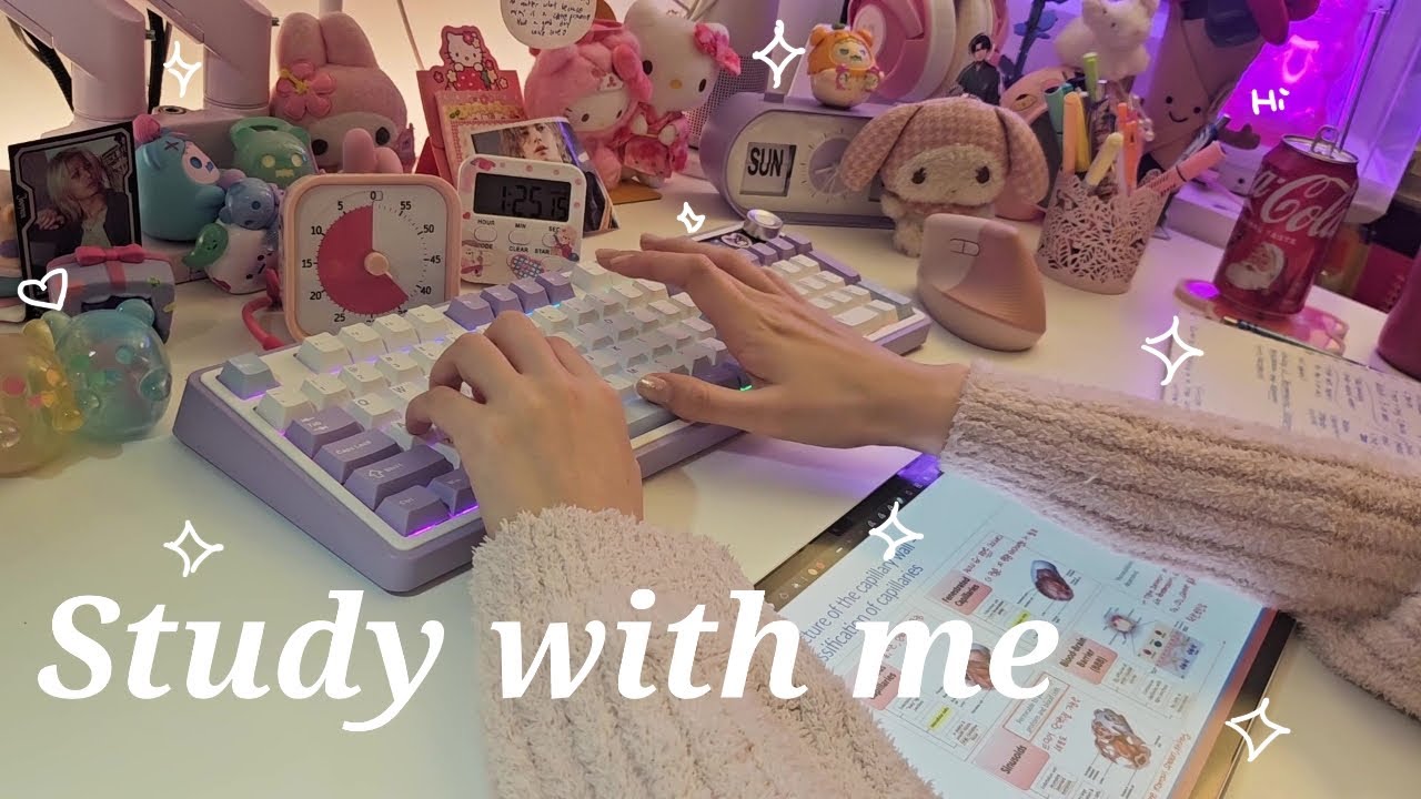 Study with me for 2 hours | With Clicky Keyboard sound, making class notes, white noise, real time