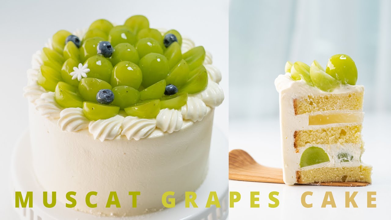 奢華美味的 麝香葡萄蛋糕 Super Expensive Grapes Cake recipe ASMR