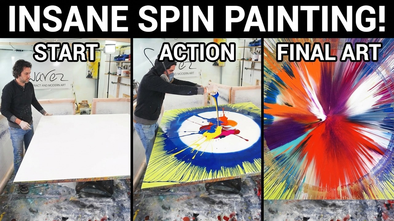 Making a huge SPIN painting - stunning step-by step action!!