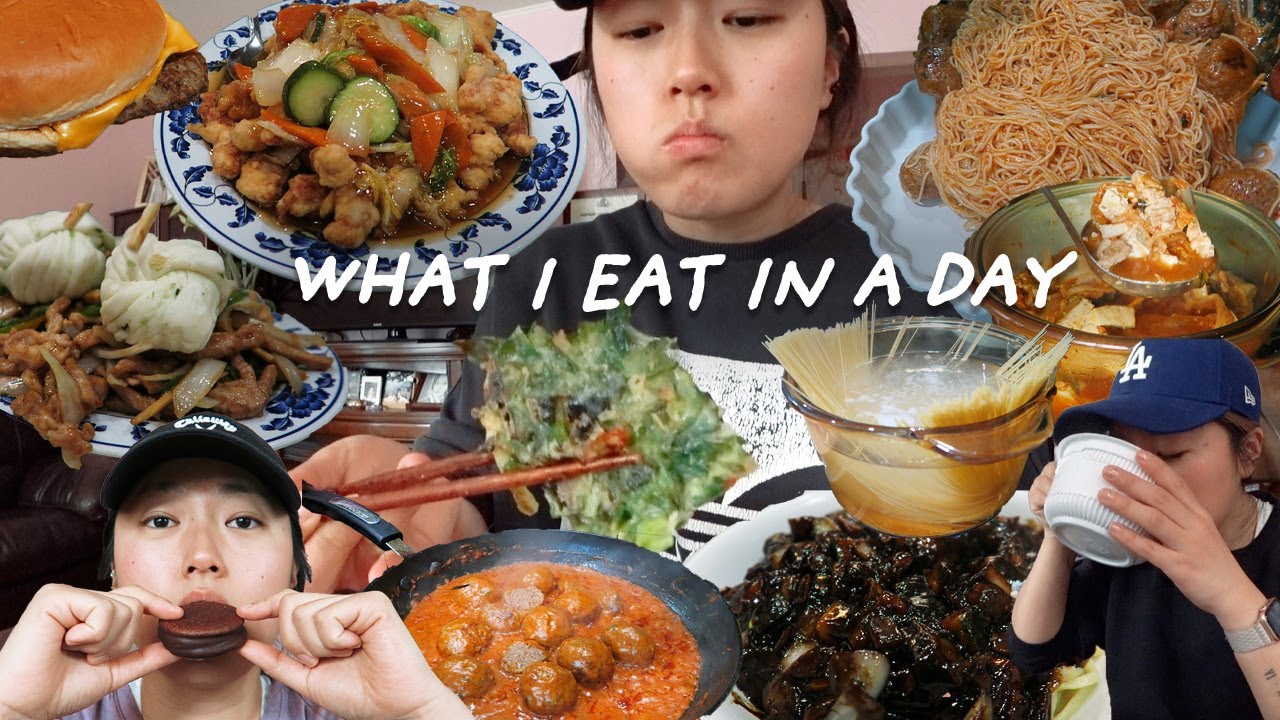 What I eat in a day//Black Bean Noodles+XXLGSpaghetti w.meatballs+Tuna Fried Rice+best leftover food