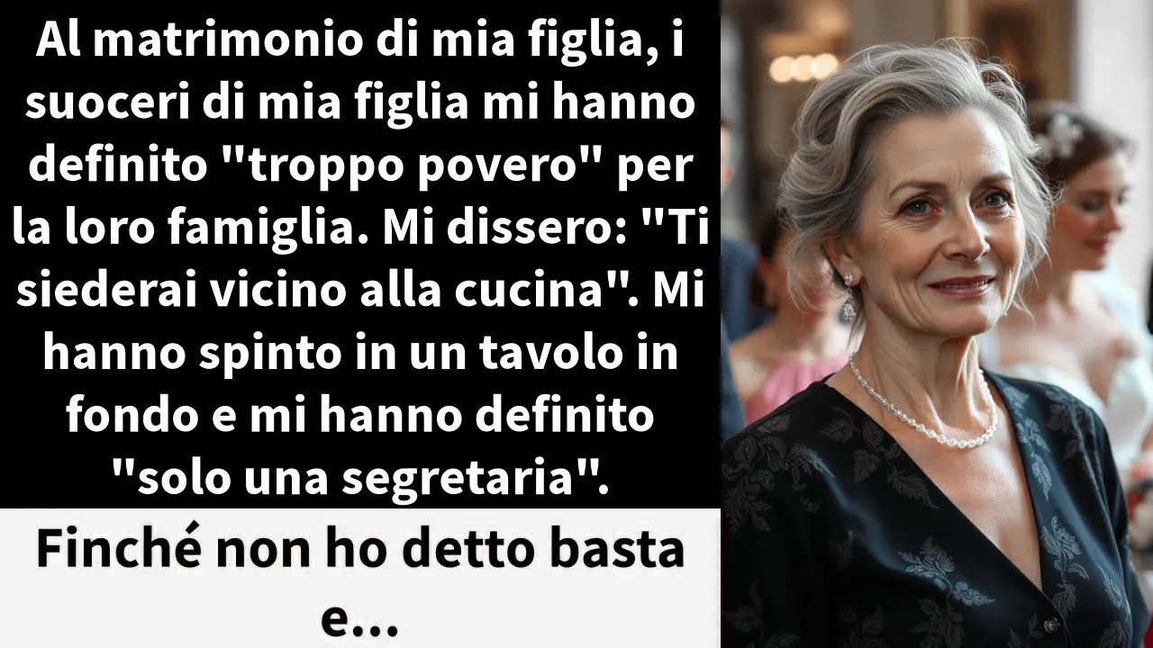 Al matrimonio di mia figlia, i suoceri di mia figlia mi hanno definito