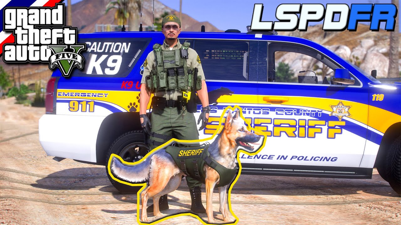 GTA V - LSPDFR มาเป็นตำรวจในเกม GTA V นายอำเภอตั้ม หมาวิ่งไล่กัดคนร้าย หน่วย K9 #245