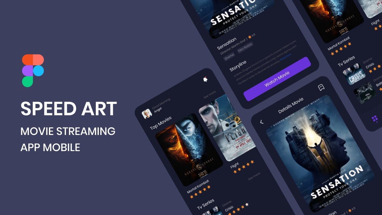 MOVIE STREAMING APP SPEED ART UI DESIGN WITH FIGMA