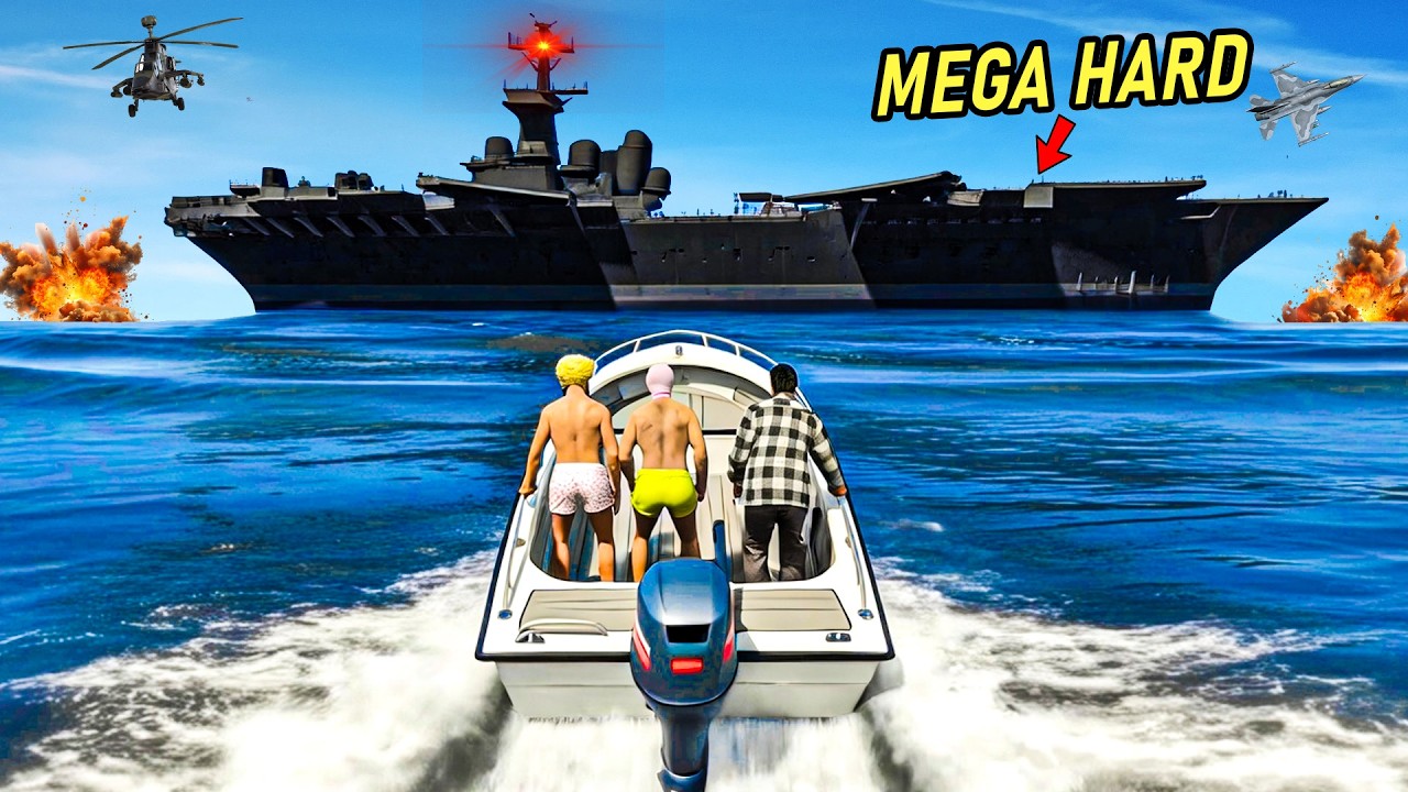 BRAQUAGE DU PORTE-AVIONS MILITAIRE SUR GTA 5  MEGA HARD