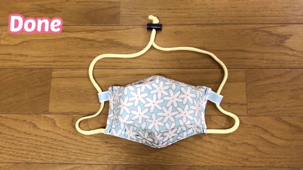 DIY face mask no elastic adjustable 1枚布 立体プリーツマスク作り方 大人 フィルター ワイヤー交換 필터교체 마스크만들기