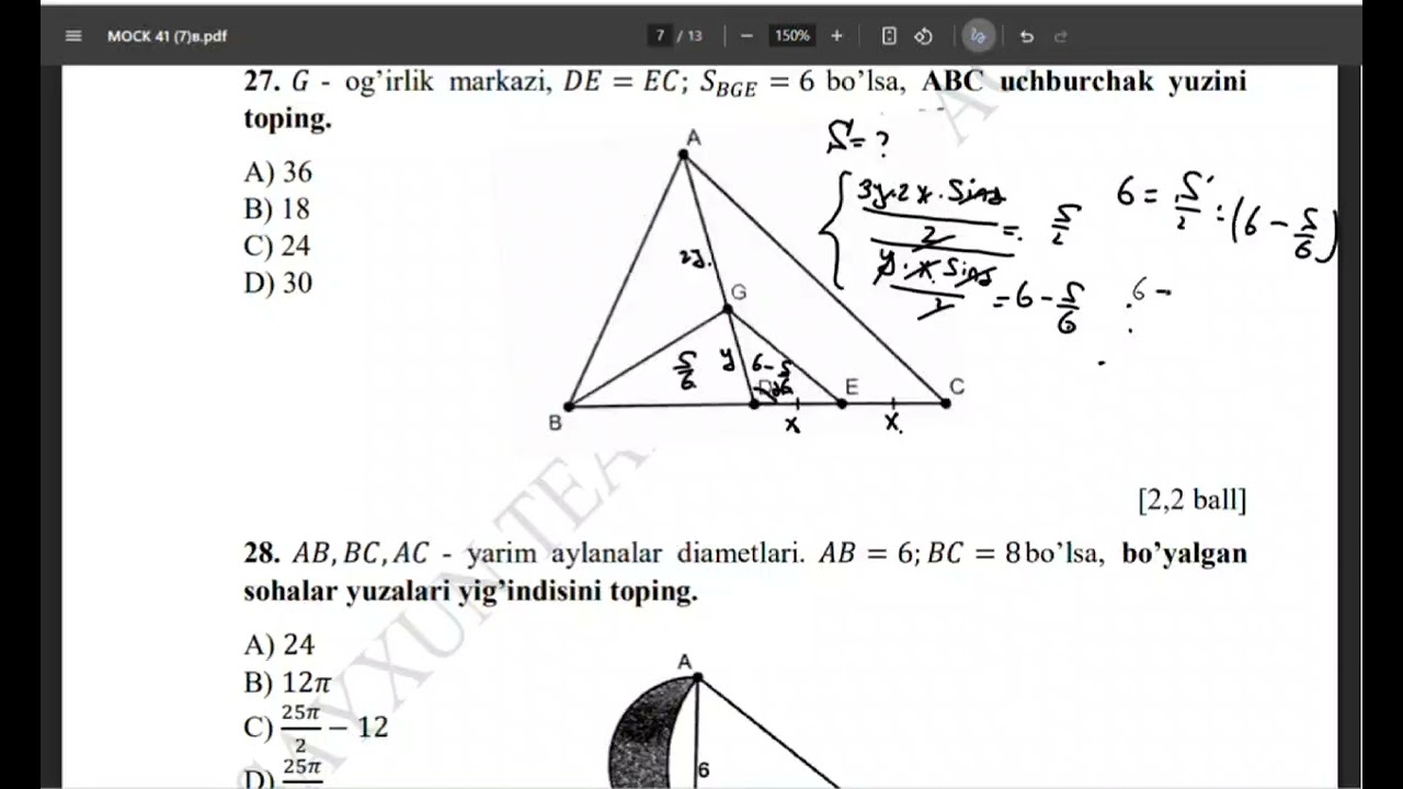 Milliy sertifikatga tayyorlanayotgan bo'lsangiz telegram kanalimiz https://t.me/Matematika_Record. 