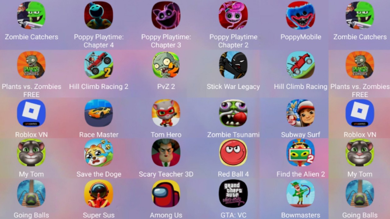 Zombie Catchers, Poppy Playtime 4 3 2 1, PVZ 1 2, Red Ball 1 2 3 4, Save The Dogge,...